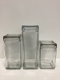 Set Of 3 Glass Food Storage Jars