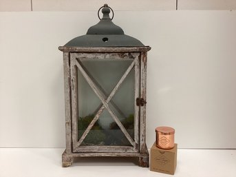Wooden Lantern With Handmade Candle