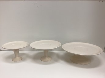 Set Of 3 White Cake Stands