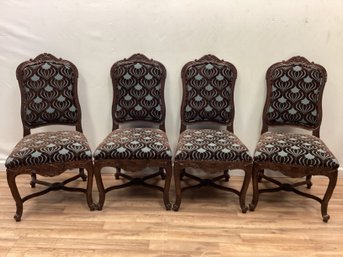 Set Of 4 Louis XV Style Upholstered Dining Chairs