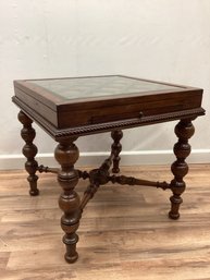 Glass Top Turned Leg End Table