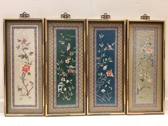 Set Of 4 Framed Chinese Embroideries