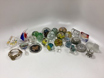 Lot Of 28 Paperweights Glass