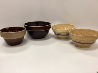 4 USA Pottery Bowls Of Various Sizes