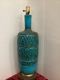 VTG Mid-Century Modern Turquoise Blue Bitossi Lamp Italian Pottery