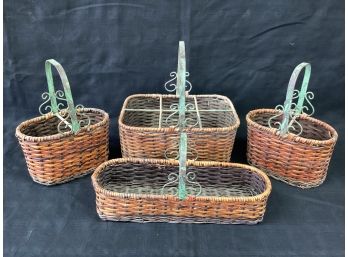 4 Baskets With Metal Handle