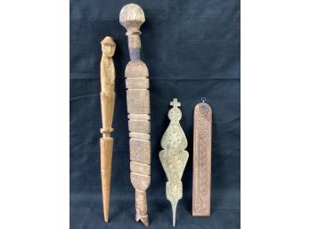 4 Carved Wood Decorative Items