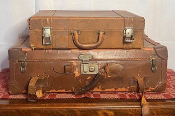 LEATHER BRIEFCASE LEATHER SUITCASE LOT 1950s-1960s