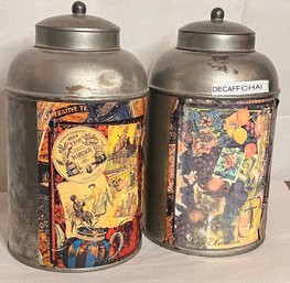 STAINLESS STEEL 2 TEA CANISTERS 114-1