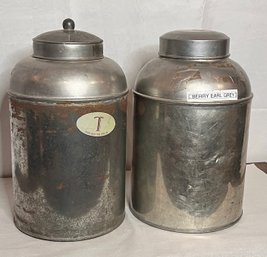 STAINLESS STEEL 2 TEA CANISTERS 114-9
