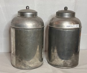 STAINLESS STEEL 2 TEA CANISTERS 114-8