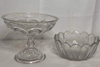 LOT OF 2 GLASS SERVING ENTERTAINING PIECES