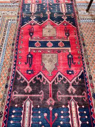 1930s RESTORED PERSIAN PICTORIAL WOOL RUG ANTIQUE
