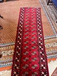 TURKISH BOKHARA LIGHTWEIGHT RUNNER MAROON BLACK COLOR WITH PATTERNS