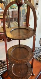 19th CENTURY THREE TIER ROUND SIDE TABLE MUFFIN STAND