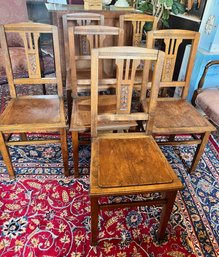 SET OF 6 OAK CARVED 1920s-1930s DINING CHAIRS