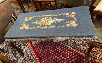 EARLY BENCH WITH NEEDLEPOINT COVERING