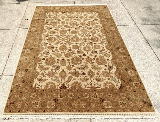 A Newer Wool Floral Design Oriental Room Size Rug With Fringe, Late 20th Century - Slight Discoloration In 2 S