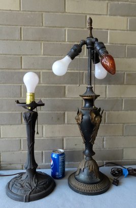Two 19th To Early 20th Century Metal Table Lamps.