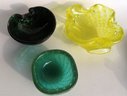 A Grouping Of 8 Mostly Unsigned Modern Murano Glass Bowls And Ash Trays, All In Good Condition. The Largest Me