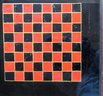 Reverse Painted Game Board On Glass In Original Red And Black Paint With Wooden Frame And With Chamfered Backb