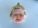 Two Vintage Glass Christmas Ornaments Including Young Girl Wearing Bonnet With Hand Painted Face - 3'H X 2 1/8