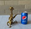 A Pandiani (Italian) Gilt Bronze Candlestick  - Cherub With Body Of Sea Serpent