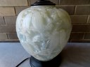 A Lalique Glass Vase, Converted To Table Lamp,  In The 'Perruches'