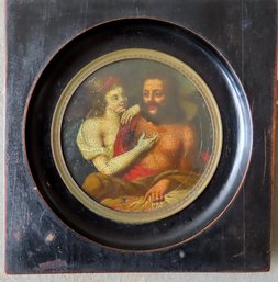 An Old Master Miniature Oil Portrait Of Roman Mythology King Of The Gods, Jupiter And And His Queen, Juno, App
