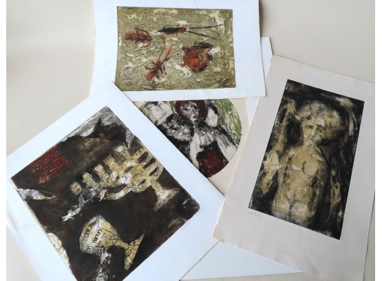 Grouping Of 4 Unframed Surrealism Etchings Signed Milshtein