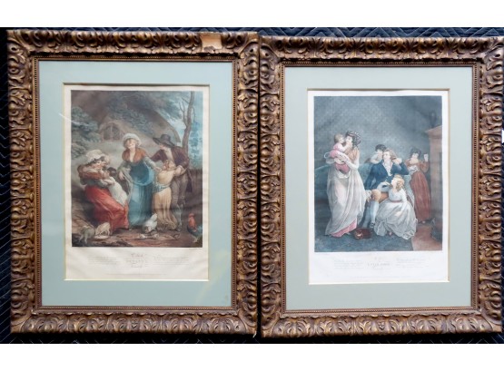 Two Early Stipple Engravings Entitled 'The Tenant's Family' And 'The Landlord's Family'