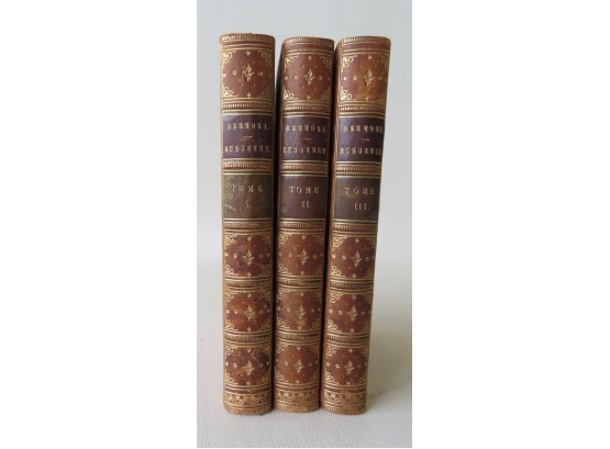 Three French Leather Bound Books Titled 'Trois Sermons / Sous Louis XV '