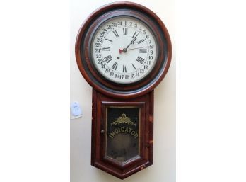 An Oak Calendar Clock, Original Finish, Repainted Face, Non-working