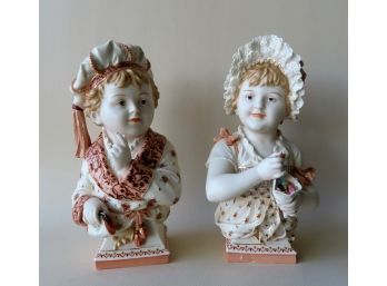 Pair Of Beautiful High Quality KPM Hand Painted Porcelain Busts.