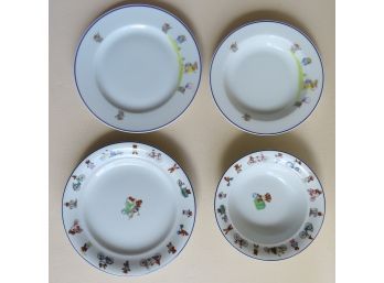 Grouping Of 4 Charming Child's Plates And Bowls