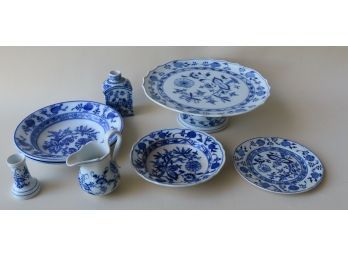 A Grouping Of 8 Pieces Of Mostly Blue Onion Pattern China I