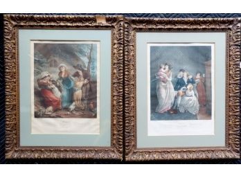 Two Early Stipple Engravings Entitled 'The Tenant's Family' And 'The Landlord's Family'