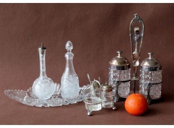 Grouping Of Victorian Decorative Items Including Cut Glass - See Photos.