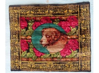 A Colorful Victorian Sleigh Horsehair Lap Robe, Having A Central Image Of A Bust Of A Dog
