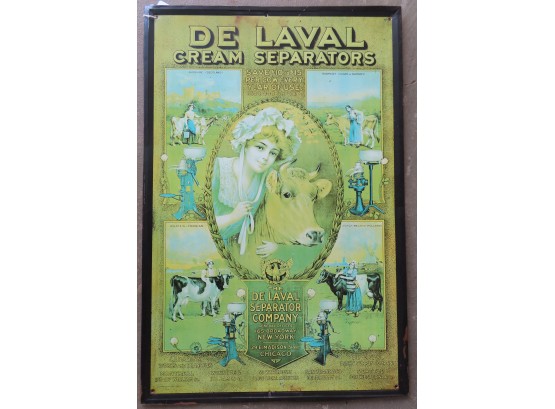A Large Tin Lithograph Advertising Sign For 'De Laval Cream Separators', Reproduction, Late 20th Century. The