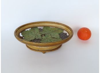A Carved 2 Airs Oval Bread Tray Music Box In Original Paint. The Interior With Carved Grapes And Leaves On Han