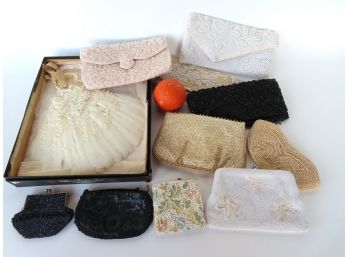 Grouping Of Lady's Decorative Accessories, Early To Mid 20th Century Including: 9 Beaded Evening Bags And Purs