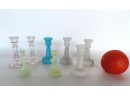 Grouping Of 9 Miniature Glass Candlesticks