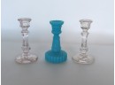 Grouping Of 9 Miniature Glass Candlesticks