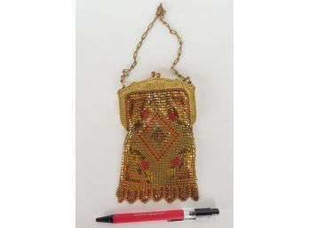 An Gilded Mesh Lady's Bag/purse Decorated In The Art Deco Style. Very Good Condition.