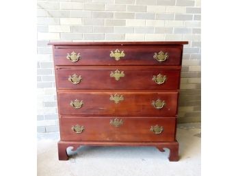 Chippendale Cherry Chest Of Drawers Having 4 Graduated Drawers With Beaded Edges, Bale Pulls Possibly Original