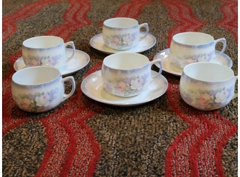 Vintage German Tea Set 6 Cups, 4 Saucers