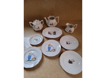 Antique Sebring Pottery Childrens Nursery Rhyme Dishes