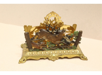 Bradley & Hubbard B&H Beautifully Painted Letter Holder All Original Heavy Brass 6.5 Tall 9' Wide
