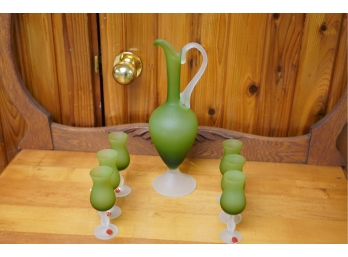 MADE IN ITALY GREEN GLASS SET